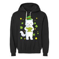 St Patrick's Day Cat Leprechaun Cat Lover Shamrock Garment-Dyed Fleece Hoodie