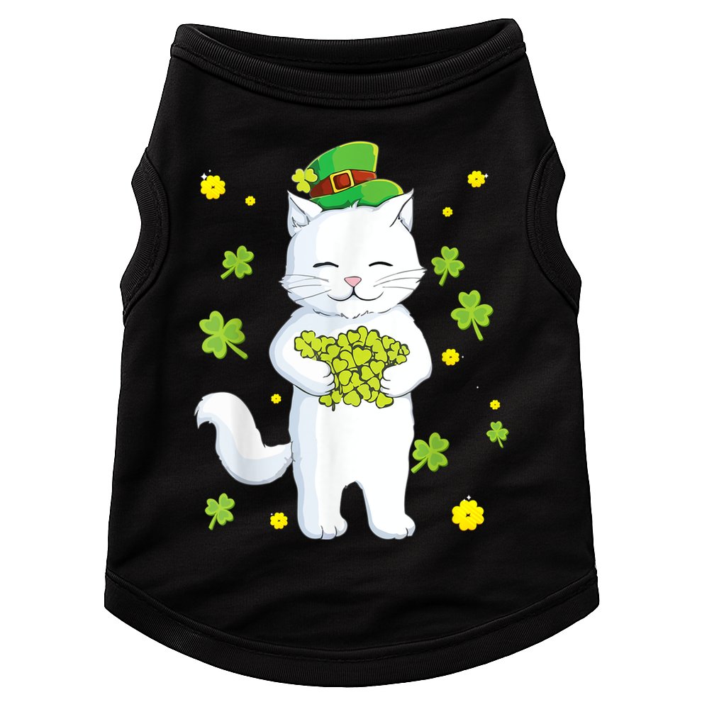 St Patrick's Day Cat Leprechaun Cat Lover Shamrock Doggie Tank