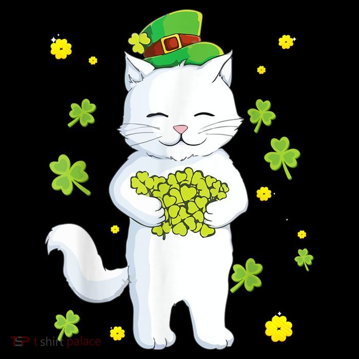 St Patrick's Day Cat Leprechaun Cat Lover Shamrock Apron