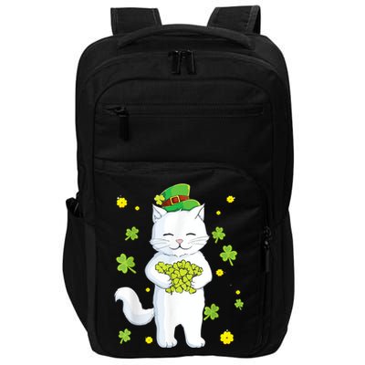 St Patrick's Day Cat Leprechaun Cat Lover Shamrock Impact Tech Backpack