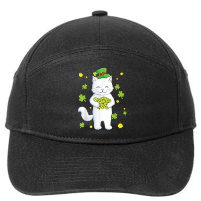 St Patrick's Day Cat Leprechaun Cat Lover Shamrock 7-Panel Snapback Hat