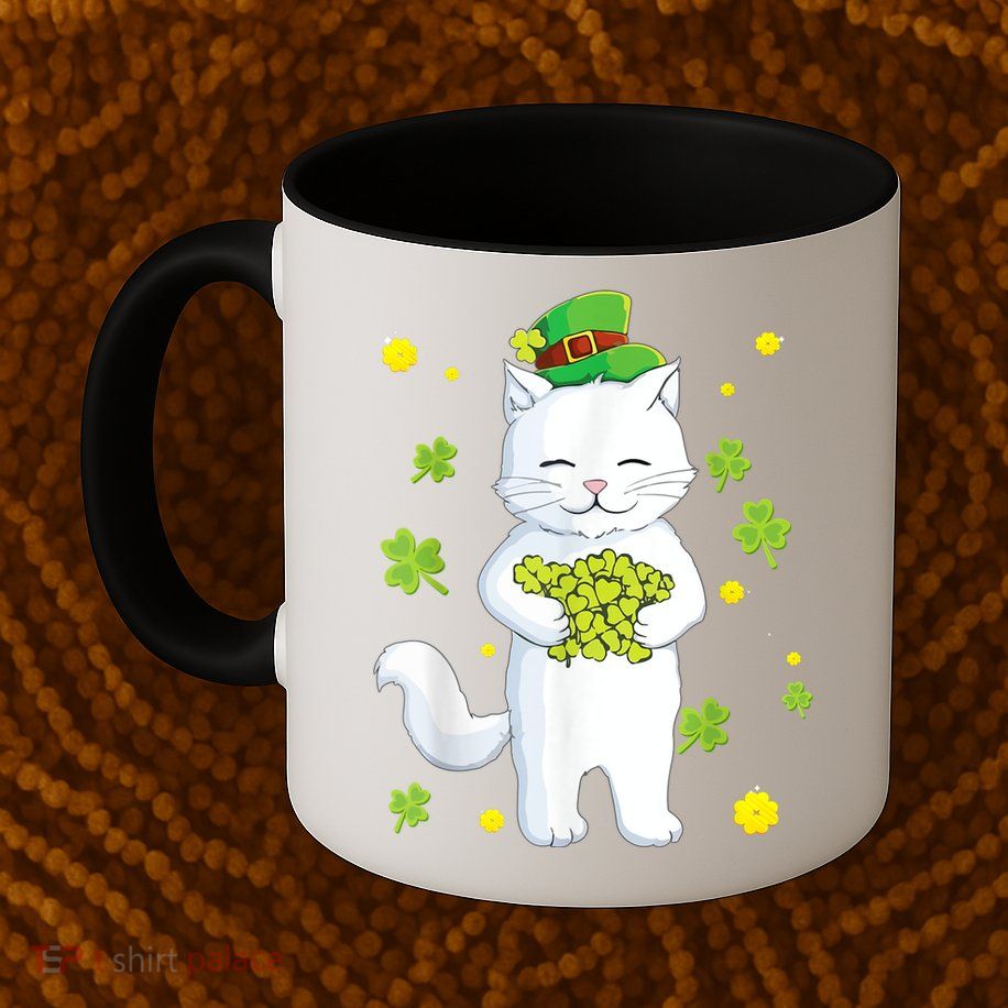 St Patrick's Day Cat Leprechaun Cat Lover Shamrock Mug