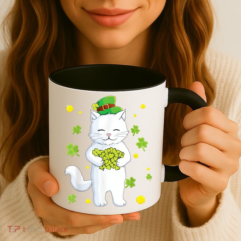 St Patrick's Day Cat Leprechaun Cat Lover Shamrock Mug