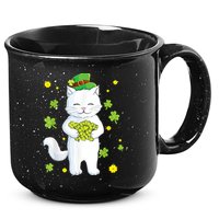 St Patrick's Day Cat Leprechaun Cat Lover Shamrock 15oz Campfire Ceramic Mug