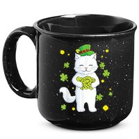 St Patrick's Day Cat Leprechaun Cat Lover Shamrock 15oz Campfire Ceramic Mug