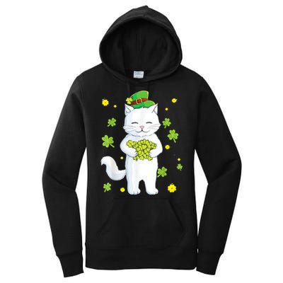 St Patrick's Day Cat Leprechaun Cat Lover Shamrock Women's Pullover Hoodie