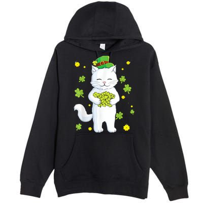 St Patrick's Day Cat Leprechaun Cat Lover Shamrock Premium Pullover Hoodie