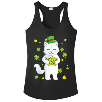 St Patrick's Day Cat Leprechaun Cat Lover Shamrock Ladies PosiCharge Competitor Racerback Tank