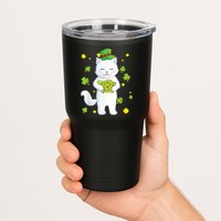 St Patrick's Day Cat Leprechaun Cat Lover Shamrock Tumbler