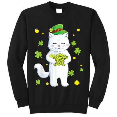 St Patrick's Day Cat Leprechaun Cat Lover Shamrock Tall Sweatshirt