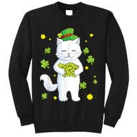 St Patrick's Day Cat Leprechaun Cat Lover Shamrock Tall Sweatshirt