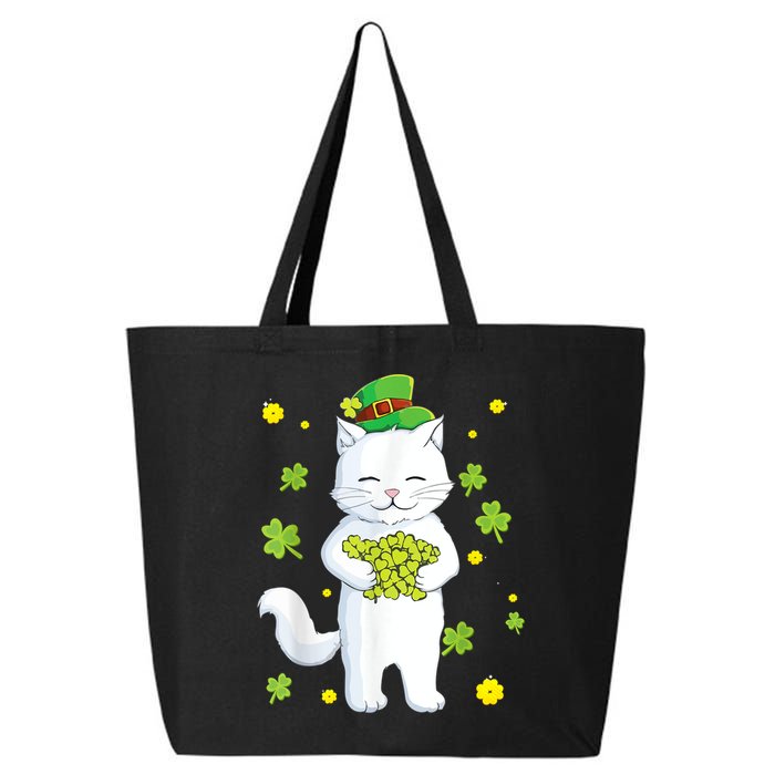St Patrick's Day Cat Leprechaun Cat Lover Shamrock 25L Jumbo Tote
