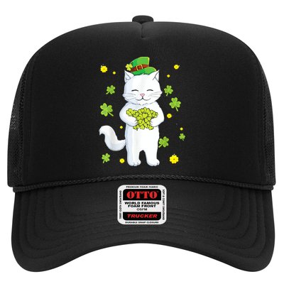 St Patrick's Day Cat Leprechaun Cat Lover Shamrock Trucker Hat