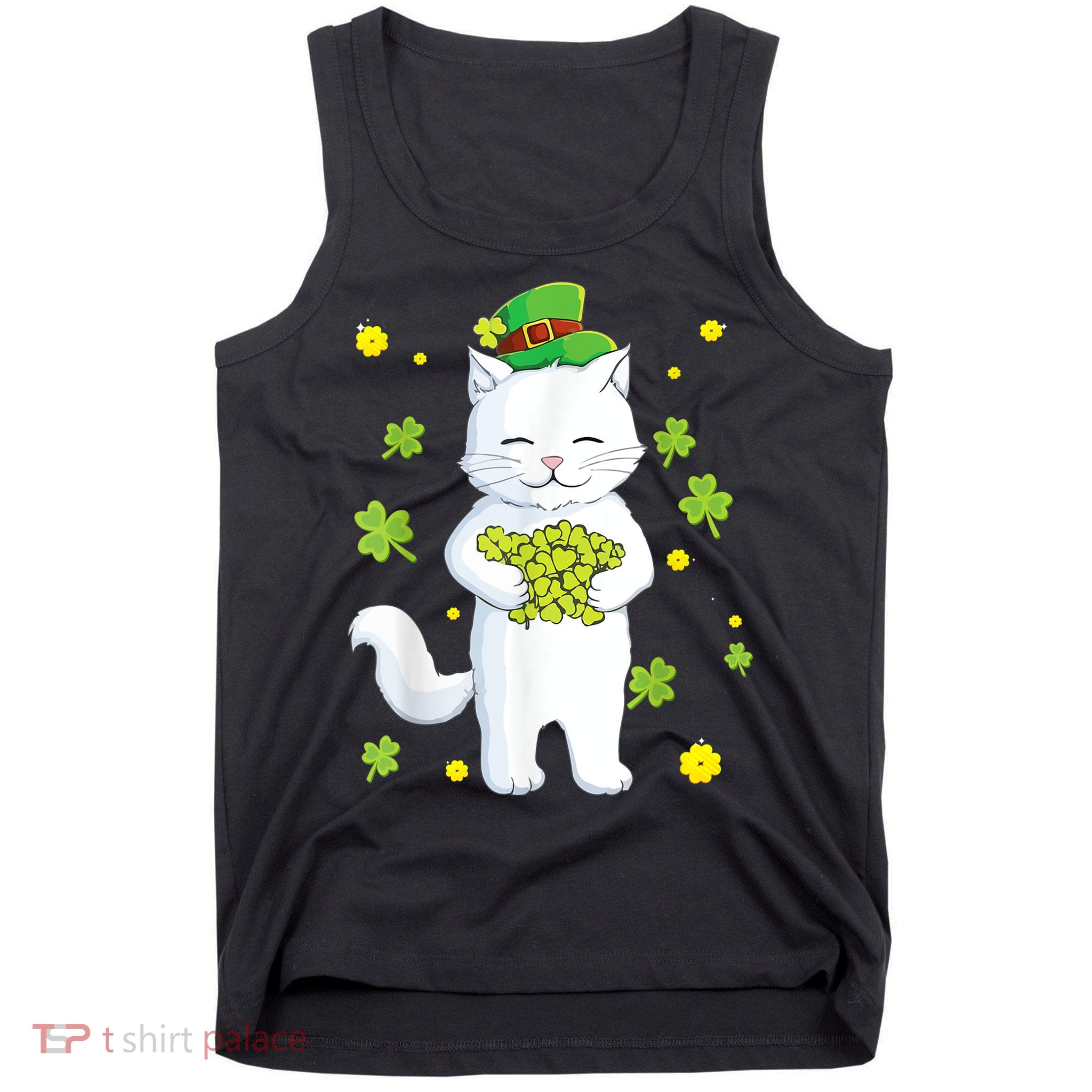 St Patrick's Day Cat Leprechaun Cat Lover Shamrock Tank Top