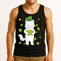 St Patrick's Day Cat Leprechaun Cat Lover Shamrock Tank Top