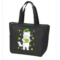 St Patrick's Day Cat Leprechaun Cat Lover Shamrock Zip Tote Bag
