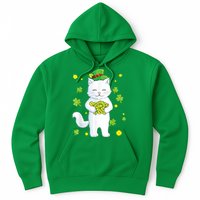St Patrick's Day Cat Leprechaun Cat Lover Shamrock Hoodie