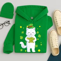 St Patrick's Day Cat Leprechaun Cat Lover Shamrock Hoodie