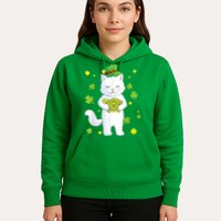 St Patrick's Day Cat Leprechaun Cat Lover Shamrock Hoodie