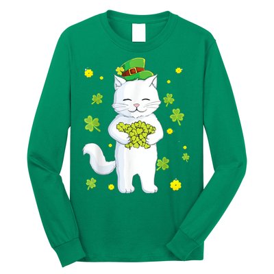 St Patrick's Day Cat Leprechaun Cat Lover Shamrock Long Sleeve Shirt