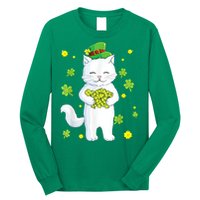 St Patrick's Day Cat Leprechaun Cat Lover Shamrock Long Sleeve Shirt