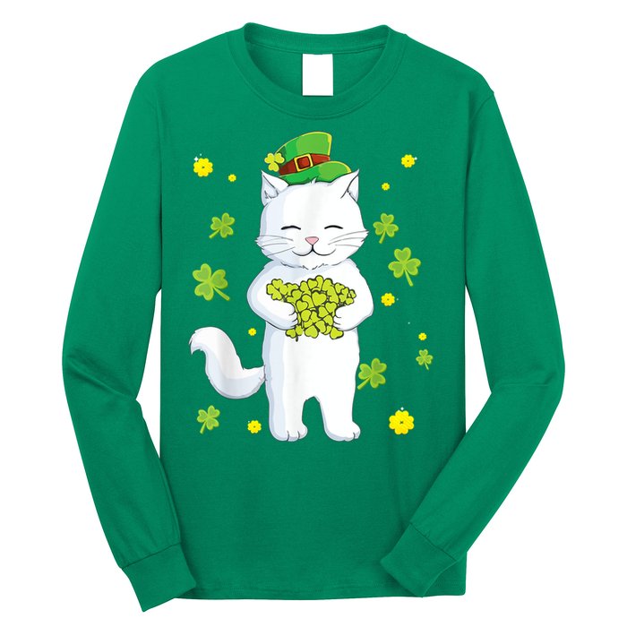 St Patrick's Day Cat Leprechaun Cat Lover Shamrock Long Sleeve Shirt