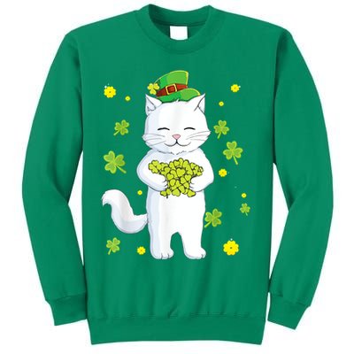 St Patrick's Day Cat Leprechaun Cat Lover Shamrock Sweatshirt