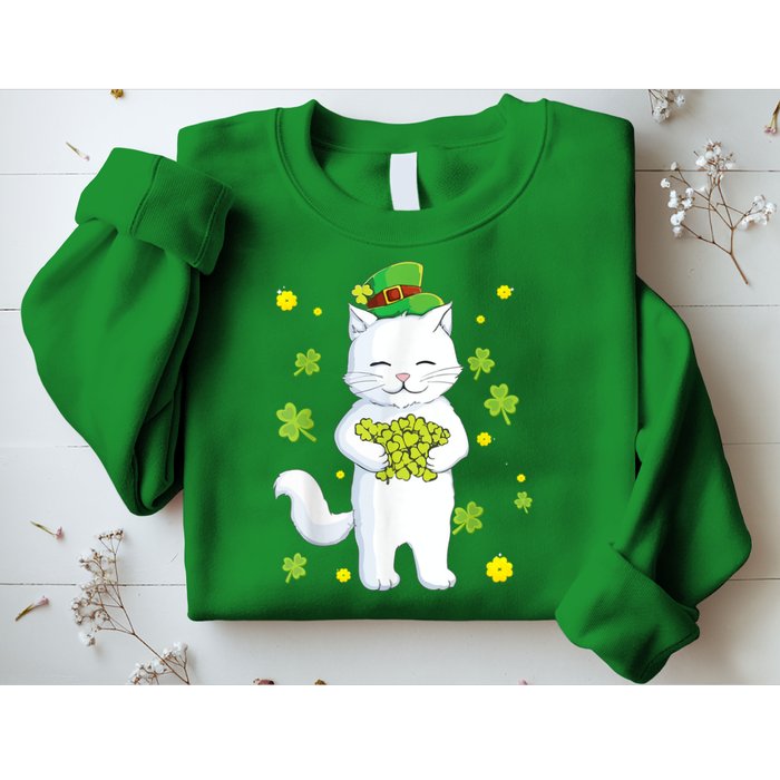 St Patrick's Day Cat Leprechaun Cat Lover Shamrock Sweatshirt