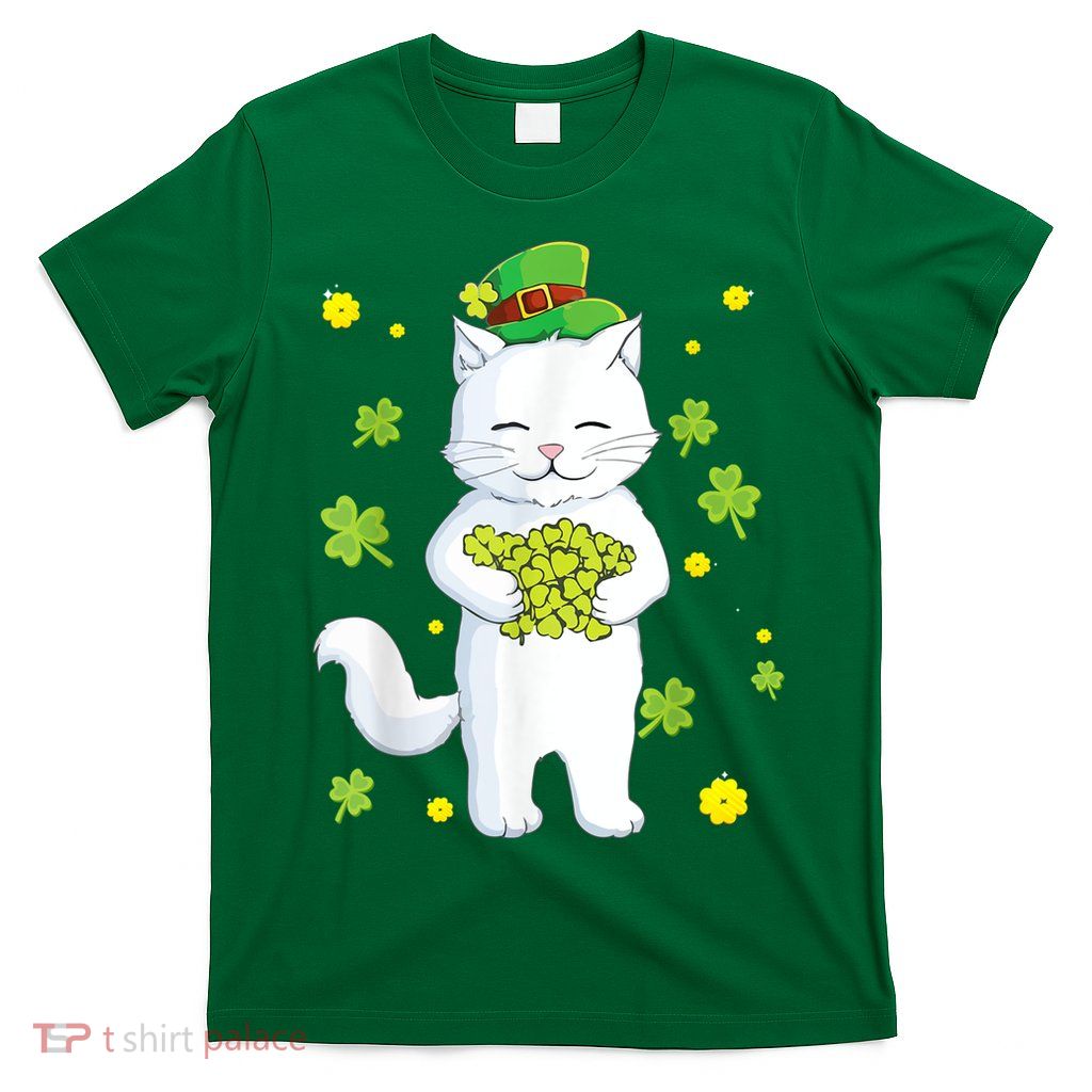 St Patrick's Day Cat Leprechaun Cat Lover Shamrock T-Shirt