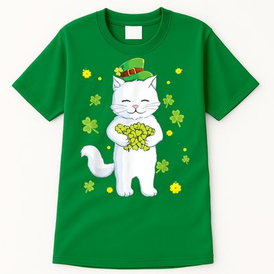 St Patrick's Day Cat Leprechaun Cat Lover Shamrock Tall T-Shirt