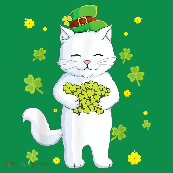 St Patrick's Day Cat Leprechaun Cat Lover Shamrock Tall T-Shirt