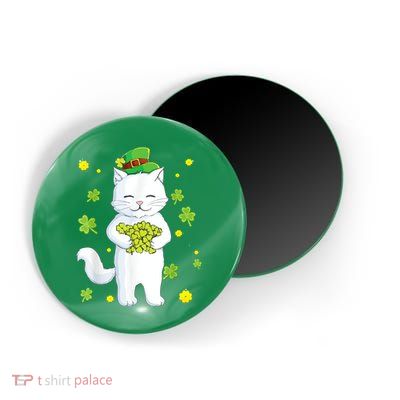 St Patrick's Day Cat Leprechaun Cat Lover Shamrock Magnet