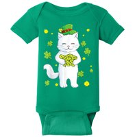 St Patrick's Day Cat Leprechaun Cat Lover Shamrock Baby Bodysuit