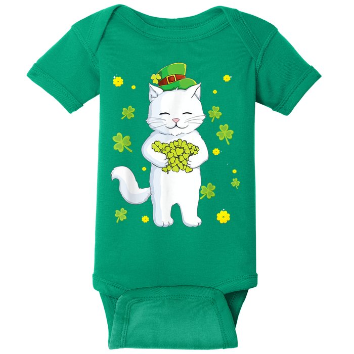 St Patrick's Day Cat Leprechaun Cat Lover Shamrock Baby Bodysuit