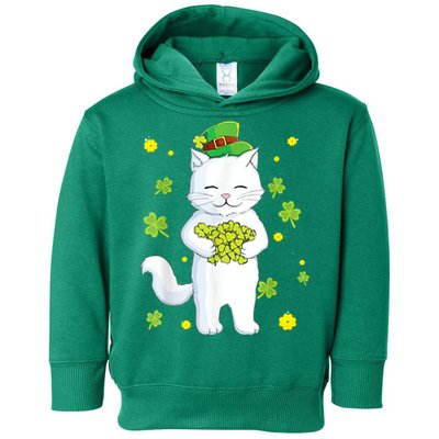 St Patrick's Day Cat Leprechaun Cat Lover Shamrock Toddler Hoodie