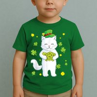 St Patrick's Day Cat Leprechaun Cat Lover Shamrock Toddler T-Shirt