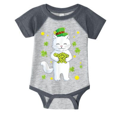 St Patrick's Day Cat Leprechaun Cat Lover Shamrock Infant Baby Jersey Bodysuit
