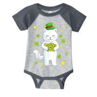 St Patrick's Day Cat Leprechaun Cat Lover Shamrock Infant Baby Jersey Bodysuit