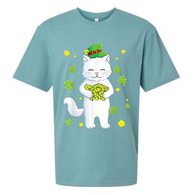 St Patrick's Day Cat Leprechaun Cat Lover Shamrock Sueded Cloud Jersey T-Shirt