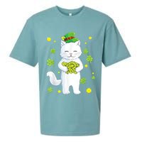 St Patrick's Day Cat Leprechaun Cat Lover Shamrock Sueded Cloud Jersey T-Shirt
