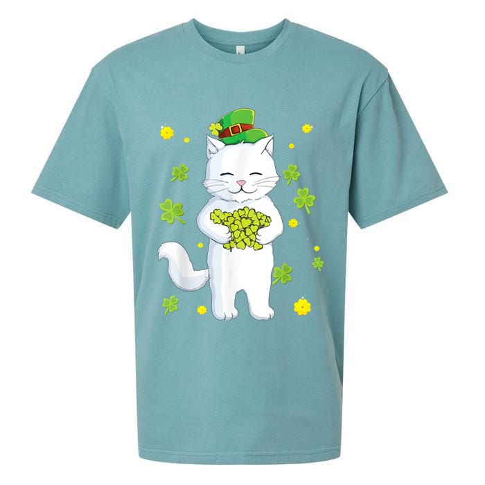 St Patrick's Day Cat Leprechaun Cat Lover Shamrock Sueded Cloud Jersey T-Shirt