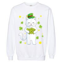 St Patrick's Day Cat Leprechaun Cat Lover Shamrock Garment-Dyed Sweatshirt