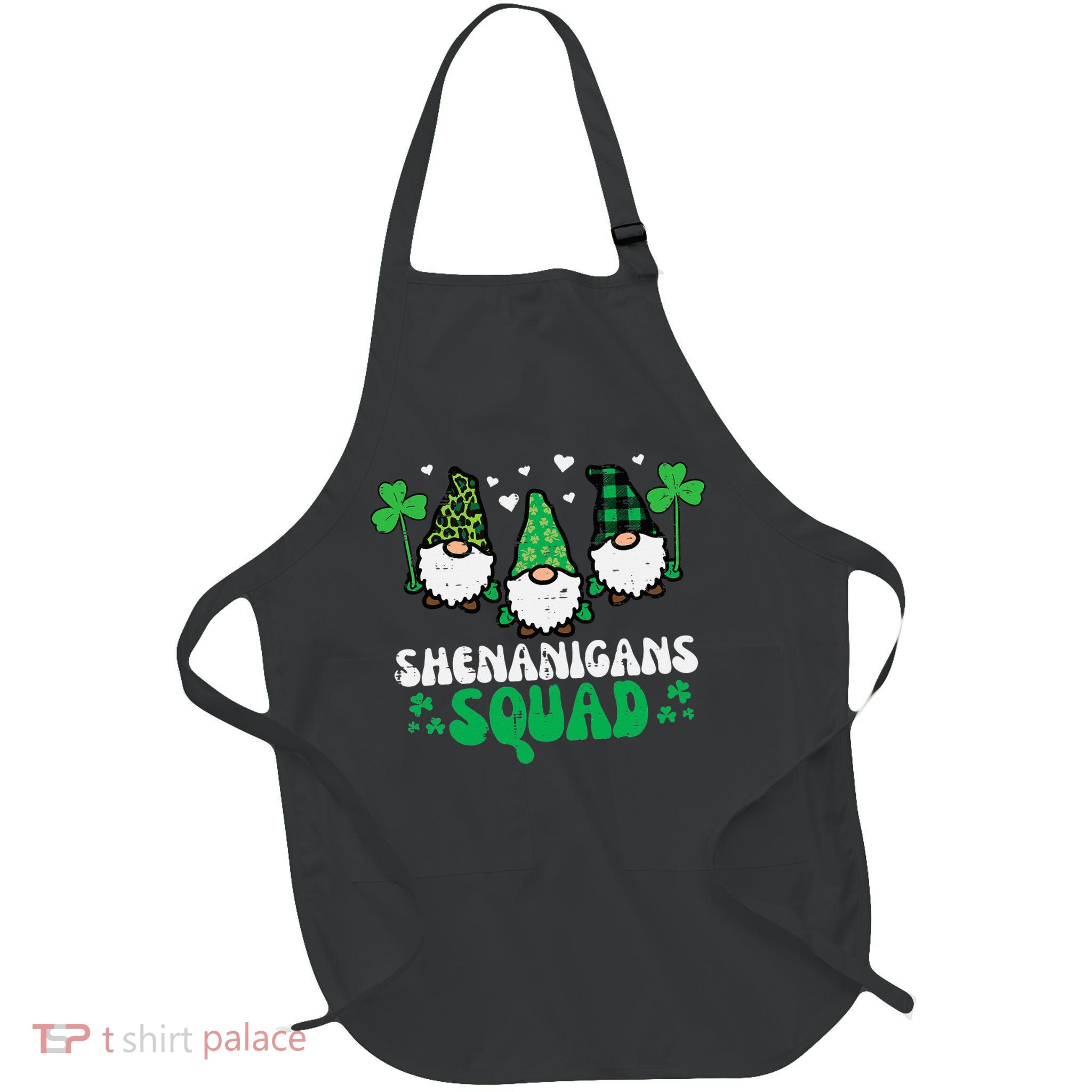 St Patricks Day Gnomes Shenanigans Squad Full-Length Apron With Pockets