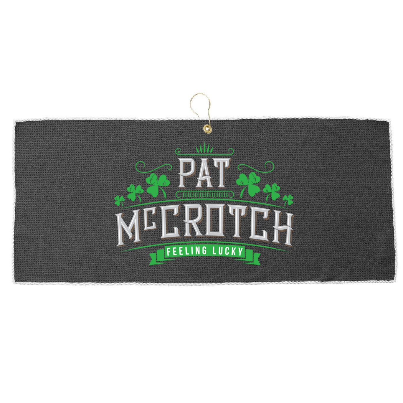 St Patricks Day, Funny St Patricks Day, Pat McCrotch Large Microfiber Waffle Golf Towel
