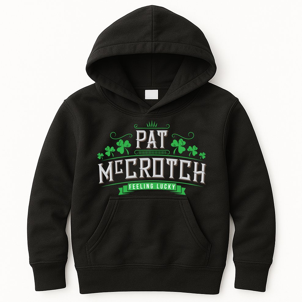St Patricks Day, Funny St Patricks Day, Pat McCrotch Kids Hoodie