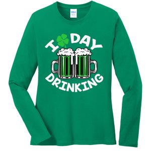 St Patricks Day I Love Day Drinking Funny Beer Lover Ladies Long Sleeve Shirt