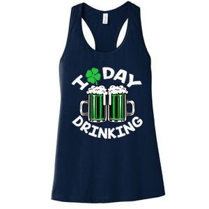 St Patricks Day I Love Day Drinking Funny Beer Lover Women's Racerback Tank