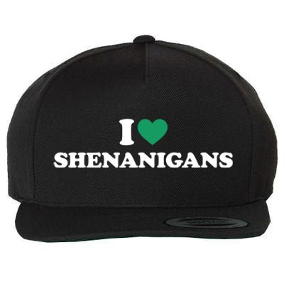 St Patricks Day Lucky Shamrock I Love Shenanigans Irish Flag Gift Wool Snapback Cap