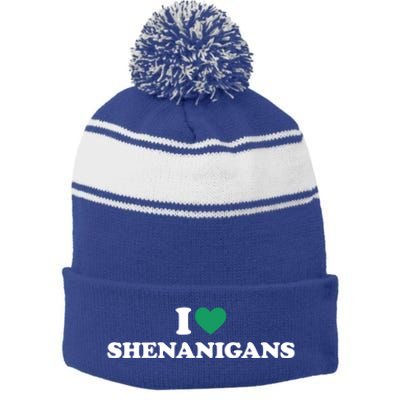 St Patricks Day Lucky Shamrock I Love Shenanigans Irish Flag Gift Stripe Pom Pom Beanie