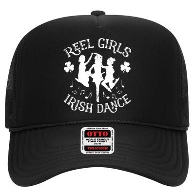 St Patricks Day Reel Girl Irish Dance Green High Crown Mesh Back Trucker Hat